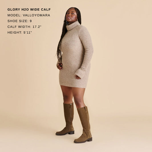 GLORY H2O WIDE CALF BOOTS OLIVE SUEDE