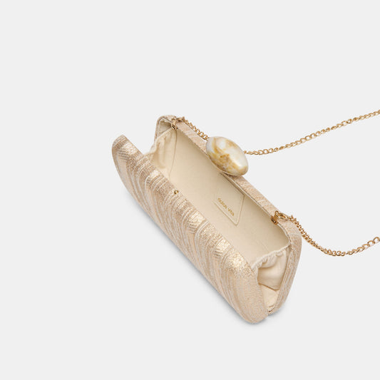 NERYS CLUTCH GOLD NATURAL FABRIC