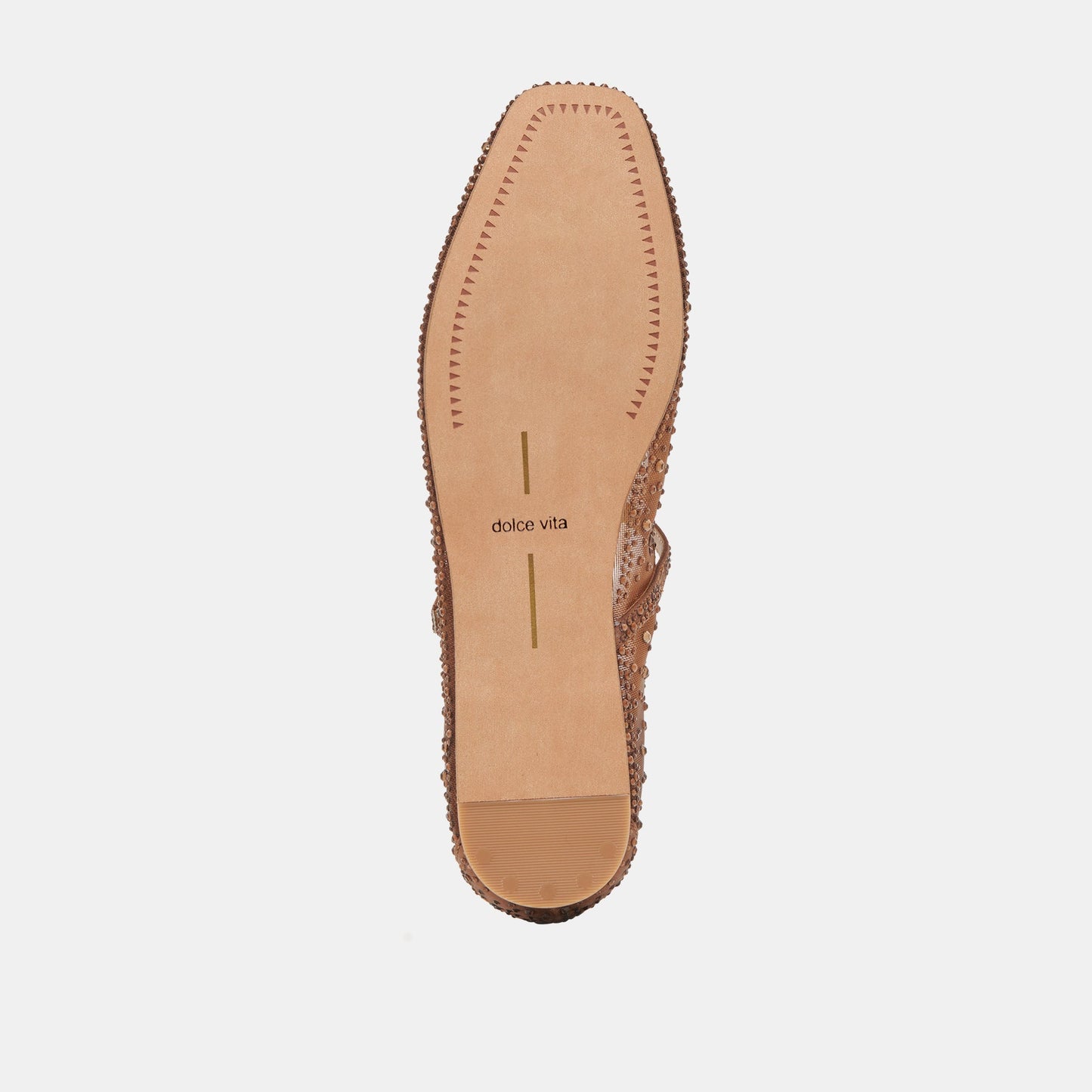 REYES CRYSTAL BALLET FLATS MID BROWN MESH