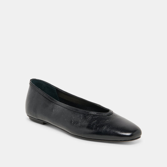 CARET BALLET FLATS BLACK LEATHER