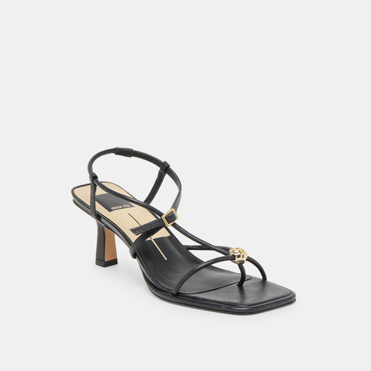 MYLEE WIDE HEELS BLACK LEATHER