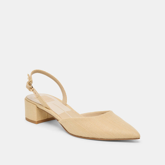 CAREL HEELS LIGHT NATURAL RAFFIA