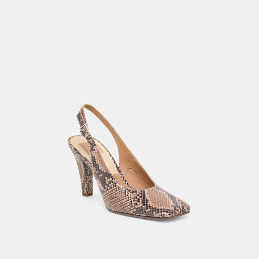 GESSIA HEELS BARK EMBOSSED LEATHER