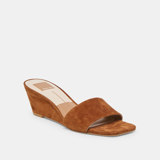 QAILY WIDE WEDGES BROWN SUEDE