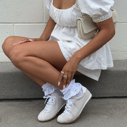 WHIMSY LACE ANKLET SOCKS WHITE
