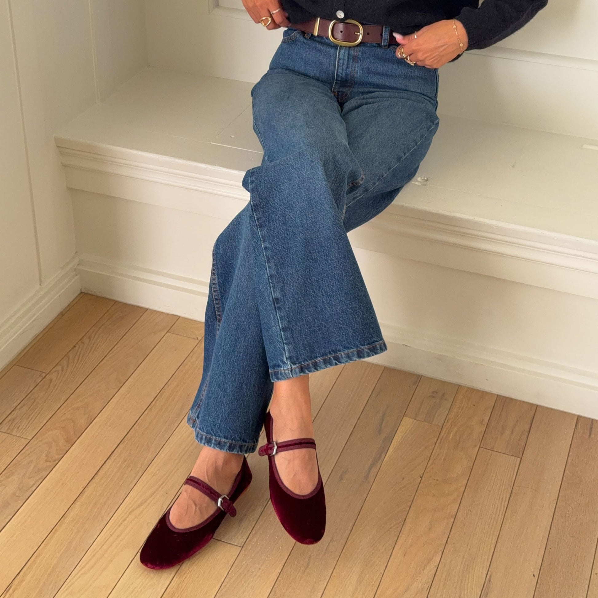 ROSLYN BALLET FLATS WINE VELVET
