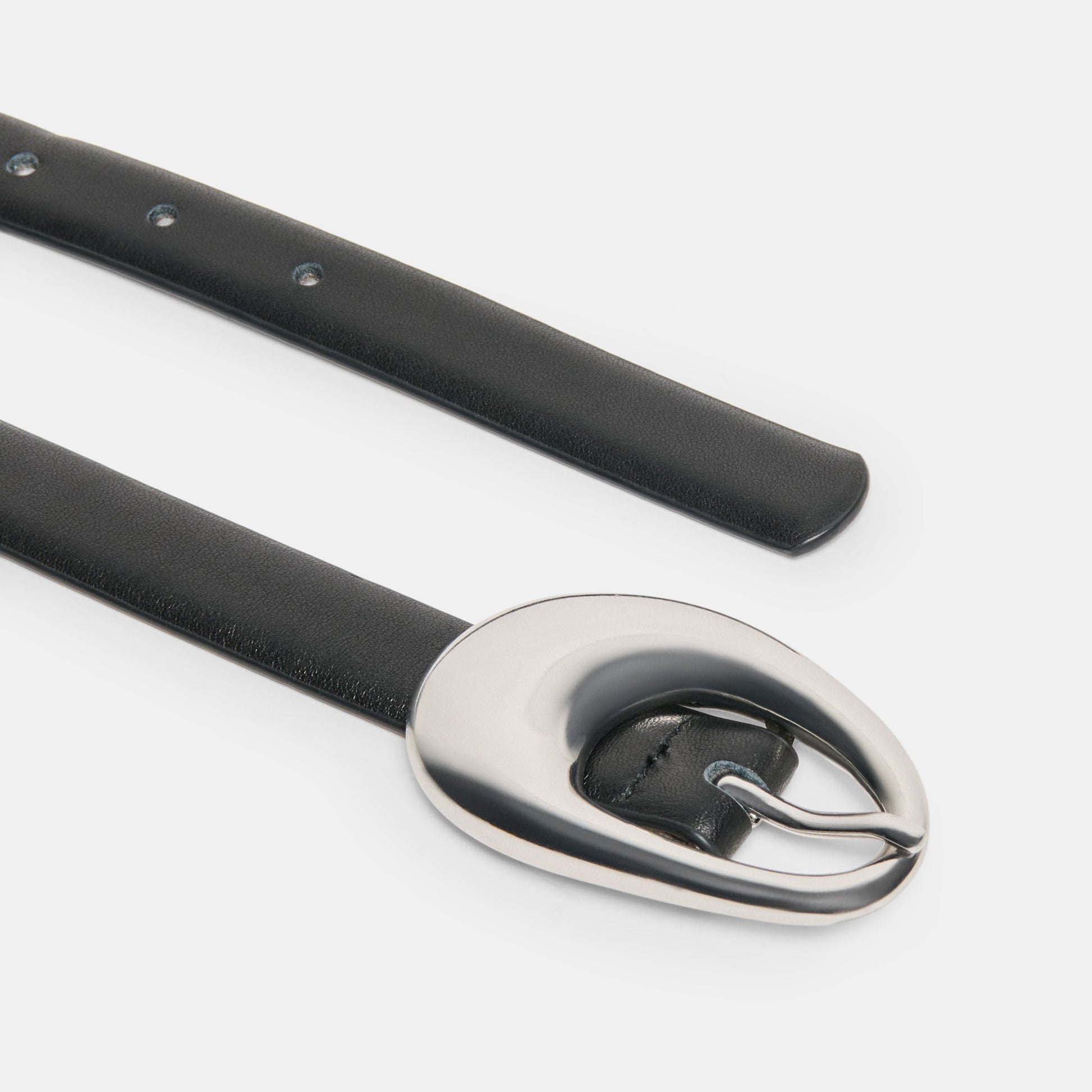 ORGANIC OVAL BUCKLE BELT BLACK SILVER