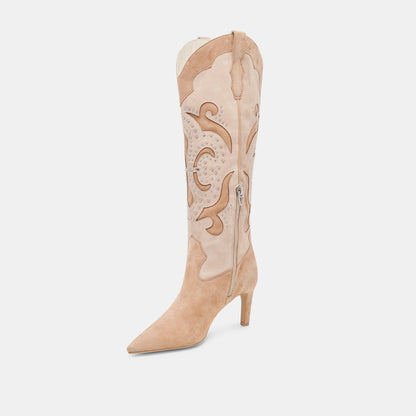 FINLEY STUD BOOTS CAMEL SUEDE