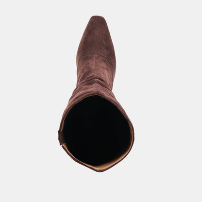LOUSA WIDE CALF BOOTS MAHOGANY SUEDE