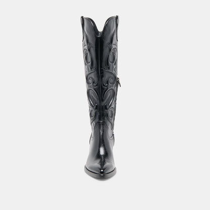 MIRLA WIDE CALF BOOTS BLACK LEATHER