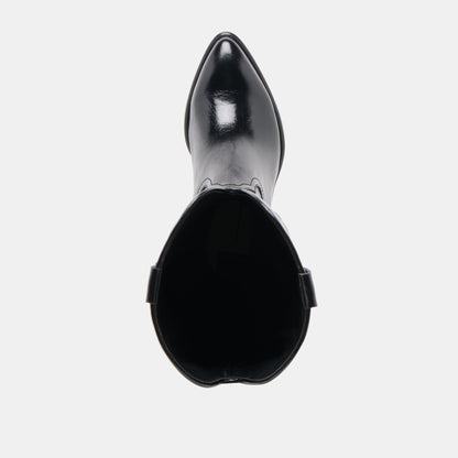 MIRLA EXTRA WIDE CALF BOOTS BLACK LEATHER
