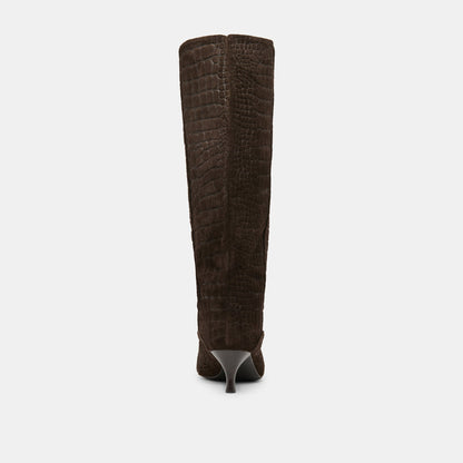 ROXLA BOOTS DK CHOCOLATE CROCO EMBOSSED LEATHER