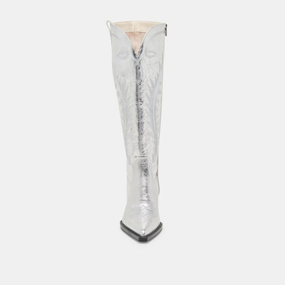 RYATT EXTRA WIDE CALF BOOTS SILVER DISTRESSED LEATHER