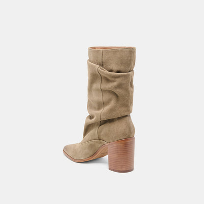 TALINA WIDE CALF BOOTS OLIVE SUEDE