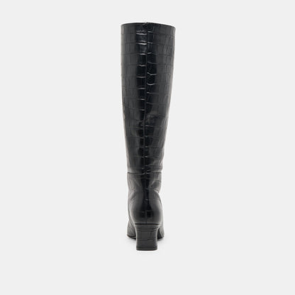 TRIXI BOOTS NOIR CROCO EMBOSSED LEATHER