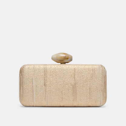 NERYS CLUTCH GOLD NATURAL FABRIC