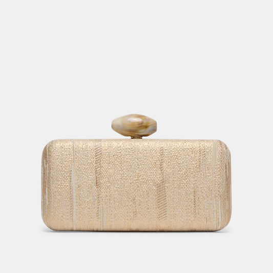 NERYS CLUTCH GOLD NATURAL FABRIC