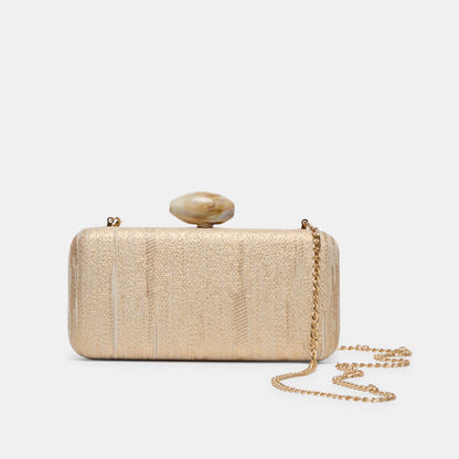 NERYS CLUTCH GOLD NATURAL FABRIC