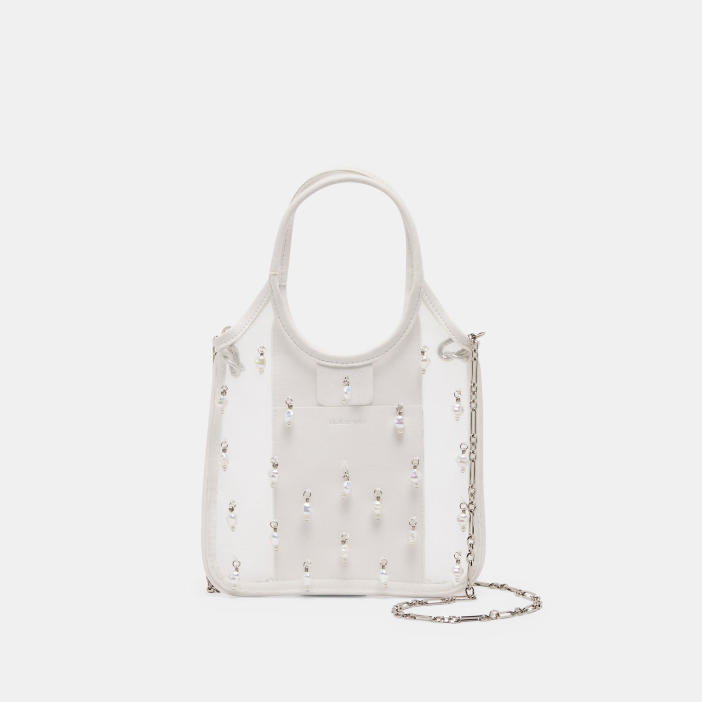 SYLVENE PEARL CROSSBODY WHITE MESH