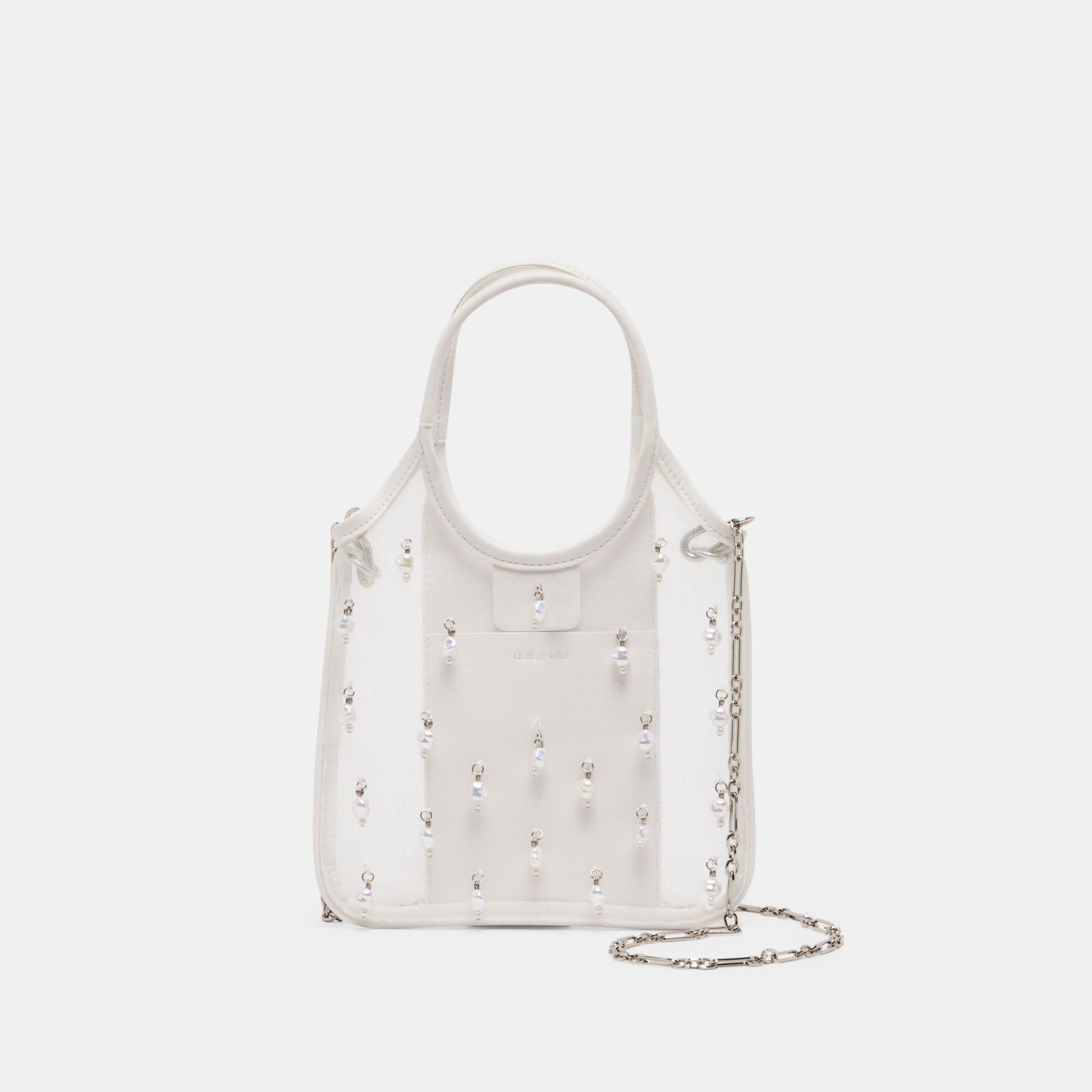SYLVENE PEARL CROSSBODY WHITE MESH