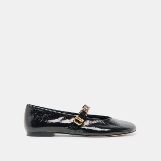 ALIZZA BALLET FLATS MIDNIGHT CRINKLE PATENT