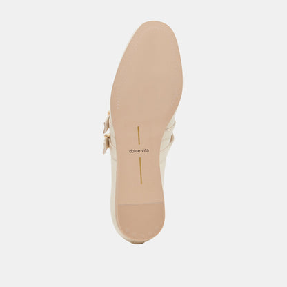 BAYLEE WIDE BALLET FLATS IVORY LEATHER