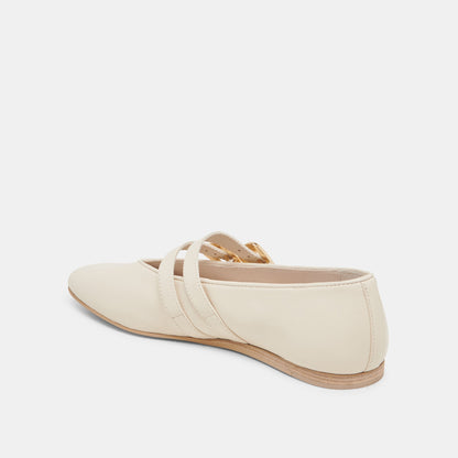 BAYLEE WIDE BALLET FLATS IVORY LEATHER