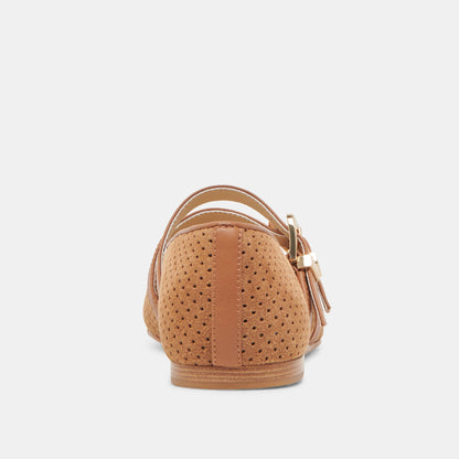 BAYLEE WIDE BALLETS FLATS PECAN PERFORATED SUEDE
