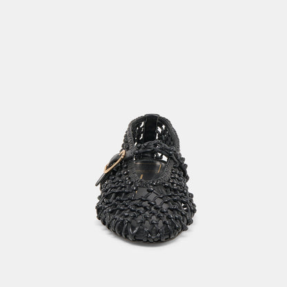 CLAIR BALLET FLATS BLACK WOVEN LEATHER