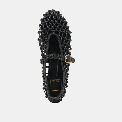 CLAIR BALLET FLATS BLACK WOVEN LEATHER