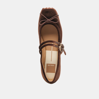 GIBSEN BALLET FLATS CHOCOLATE VELVET