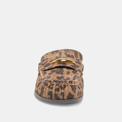 JODERO FLATS BROWN LEOPARD PRINTED SUEDE