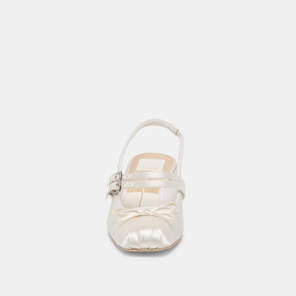 LORIS HEELS TRUE WHITE SATIN