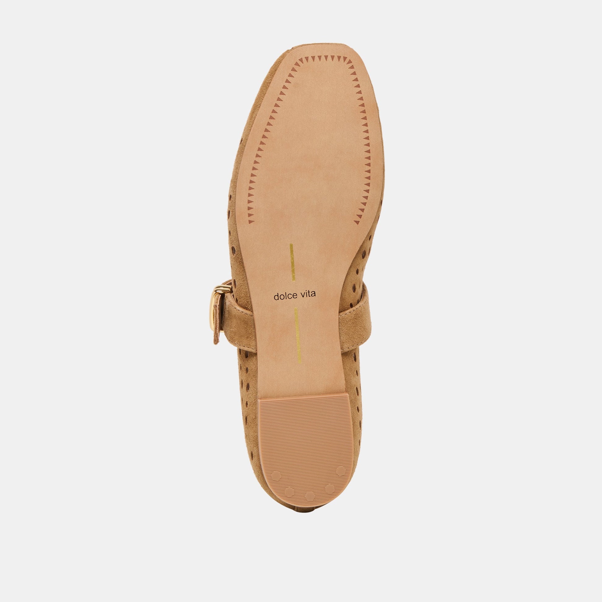 MIKEL BALLET FLATS LT BROWN PERFORATED SUEDE