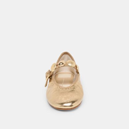 RELAN BALLET FLATS GOLD DISTRESSED LEATHER