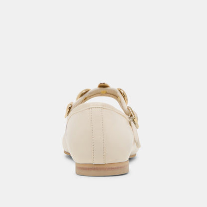 RELAN WIDE BALLET FLATS OFF WHITE LEATHER