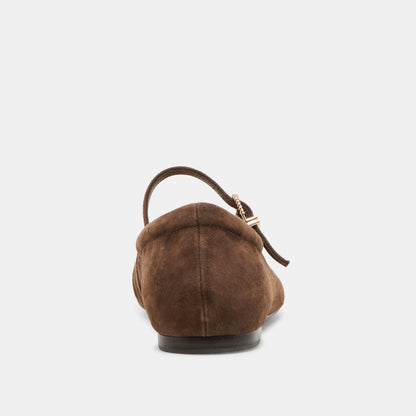 REYES BALLET FLATS DK BROWN SUEDE