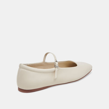 REYES WIDE BALLET FLATS IVORY LEATHER