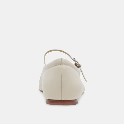REYES WIDE BALLET FLATS IVORY LEATHER