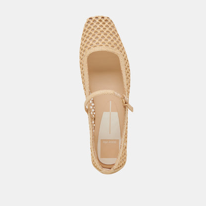 REYES BALLET FLATS LT NATURAL WOVEN RAFFIA