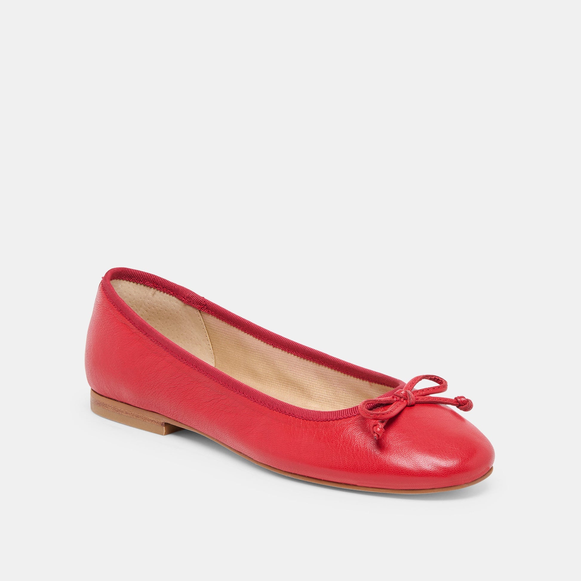 RITLA WIDE BALLET FLATS CHERRY LEATHER