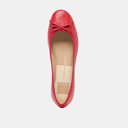 RITLA WIDE BALLET FLATS CHERRY LEATHER
