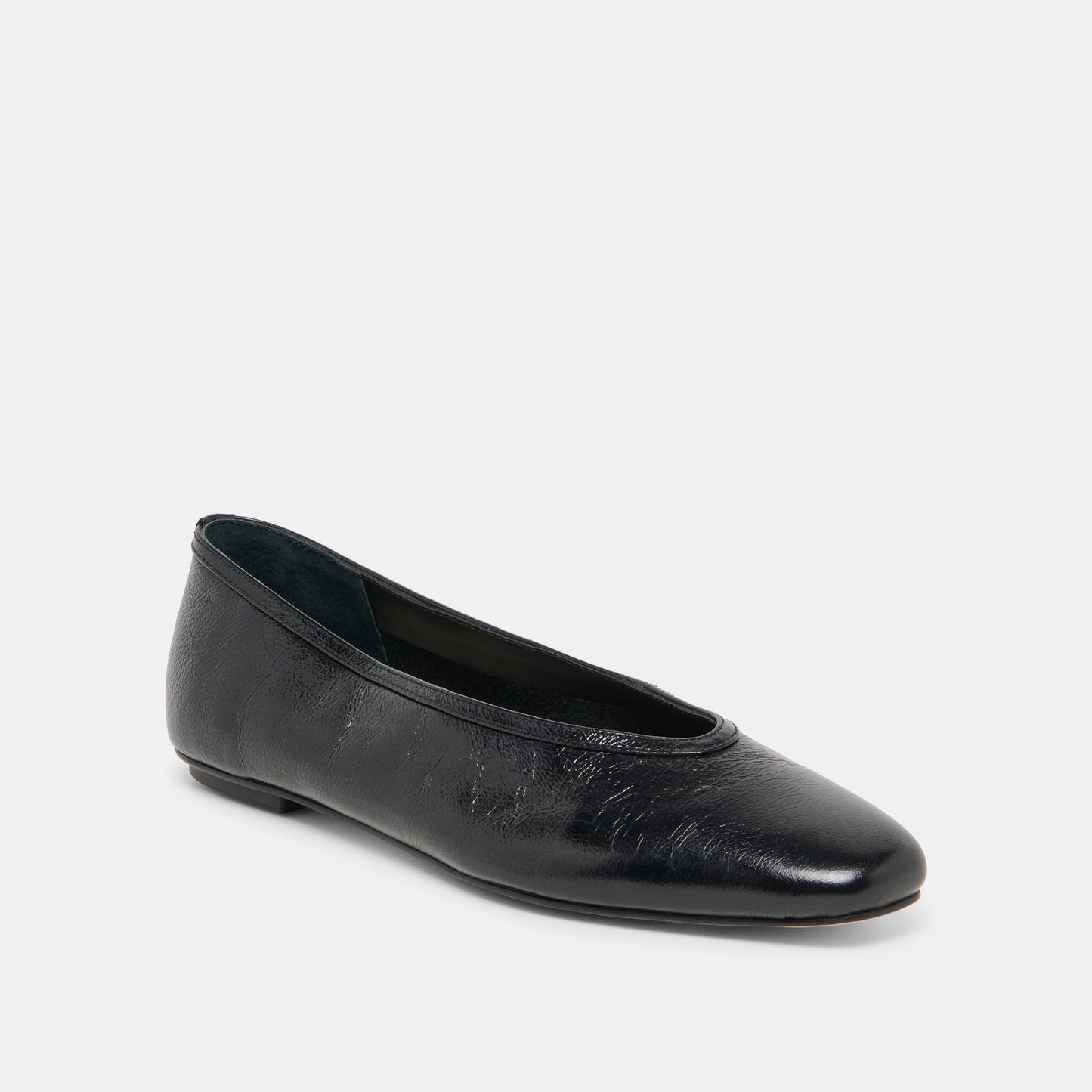 CARET BALLET FLATS BLACK LEATHER