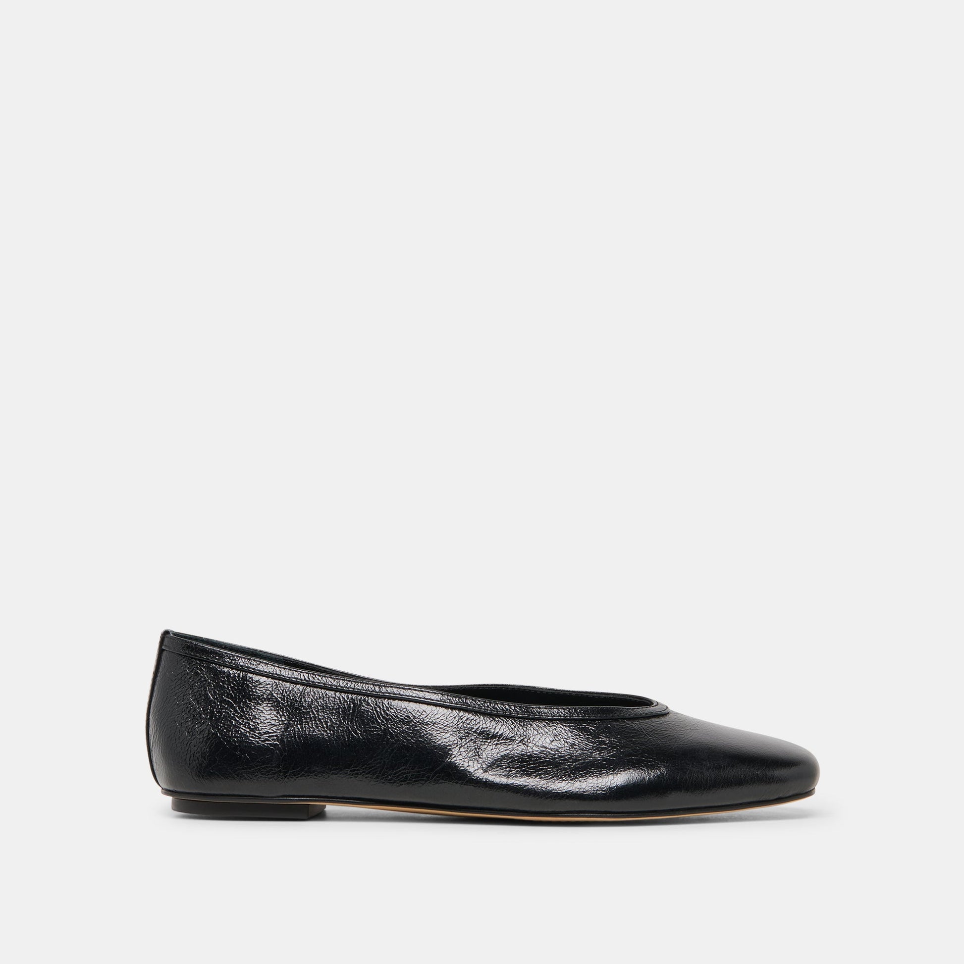 CARET BALLET FLATS BLACK LEATHER