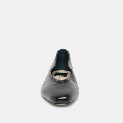 CARET BALLET FLATS BLACK LEATHER