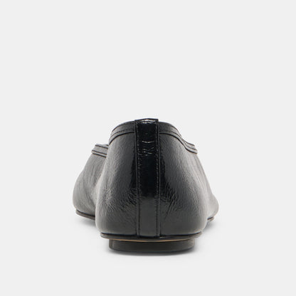 CARET BALLET FLATS BLACK LEATHER