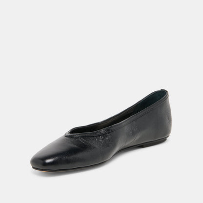 CARET BALLET FLATS BLACK LEATHER