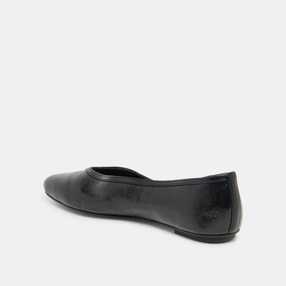 CARET BALLET FLATS BLACK LEATHER