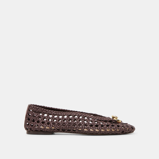 CASON BALLET FLATS DK BROWN WOVEN LEATHER