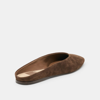 EILA FLATS DK BROWN SUEDE